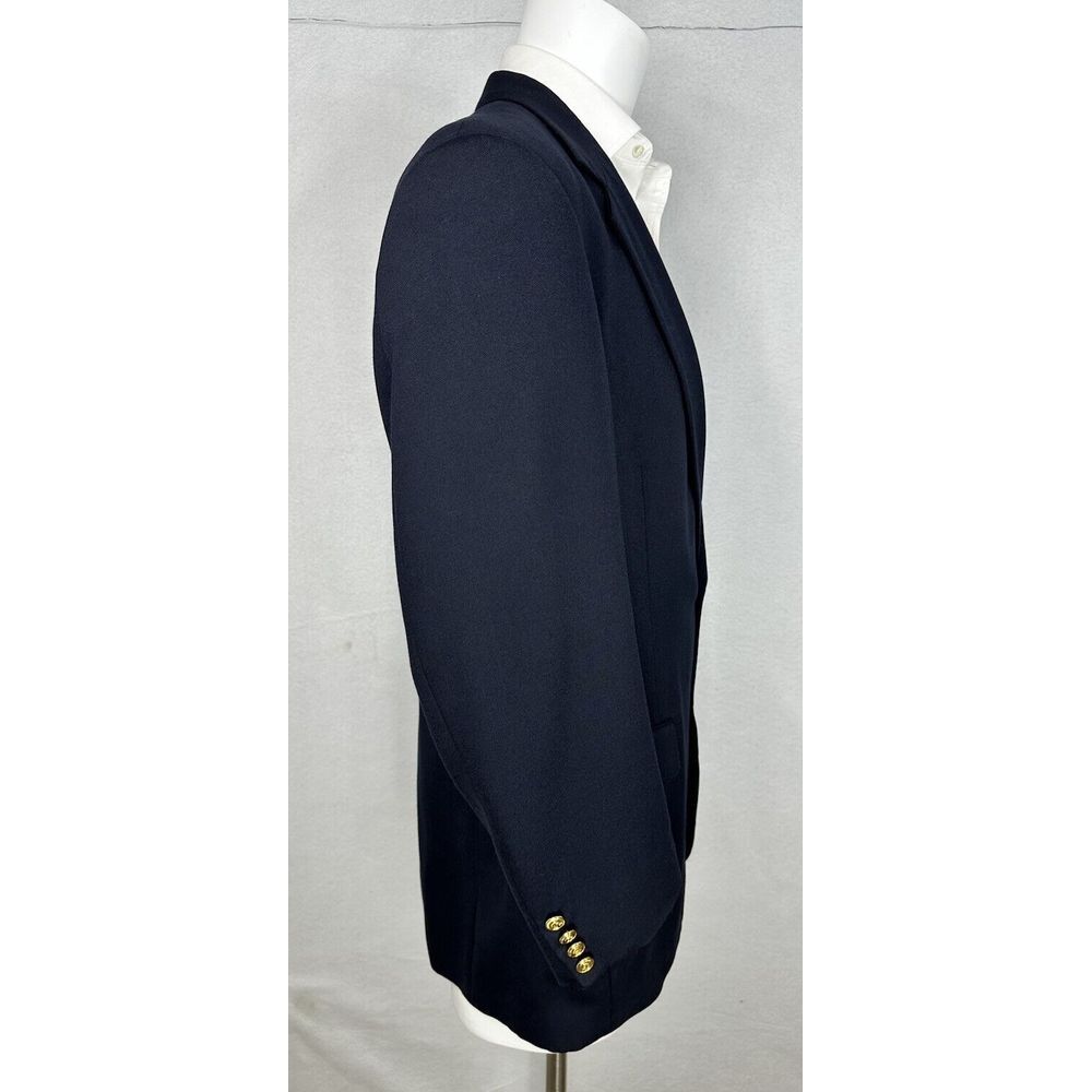Palm Beach Navy Blue Wimbledon Gold Button Blazer Mens 43L Sport Coat Hopsack - Picture 7 of 14